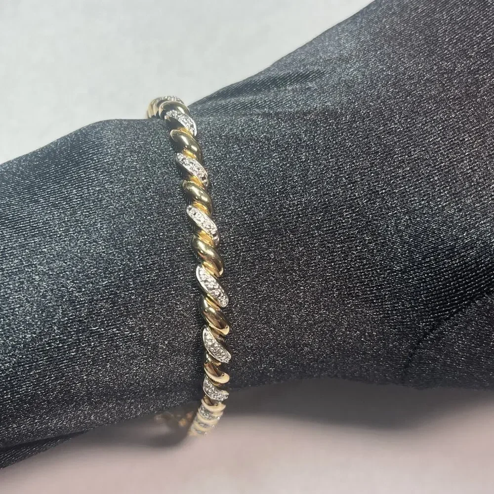 Sterling Silver 925 Gold Tone Rope Tennis Bracelet